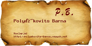 Polyákovits Barna névjegykártya